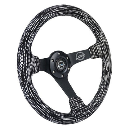 NRG - Reinforced Steering Wheel (350mm / 3in. Deep) Microfiber/Black Stitch w/5mm Matte Black Spokes