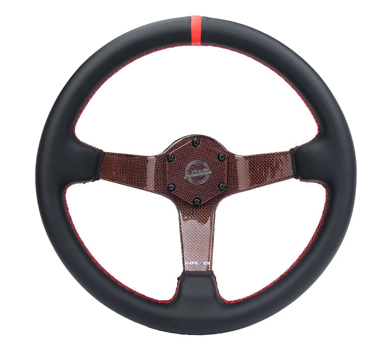 NRG - VOLANTE COLOR FIBRA DE CARBONO 350MM PLATO HONDO