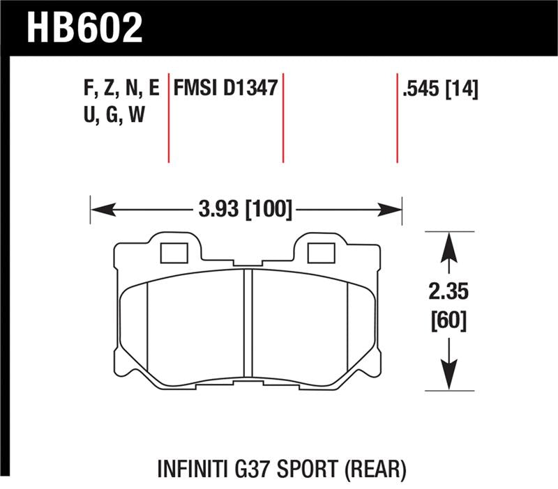 Hawk - 370Z / G37 (esportivo) pastilhas de freio de cerâmica Hawk Performance