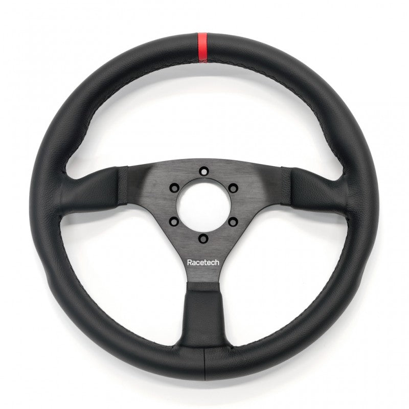 Racetech - Flat Leather Steering Wheel - 350mm (RTSW350FL3-LR)