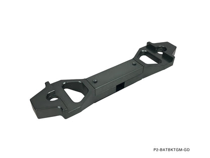 P2M - ADJUSTABL BILLET ALUMINUM BATTERY BRACKET GUN METAL (P2-BATBKTGM-GD)