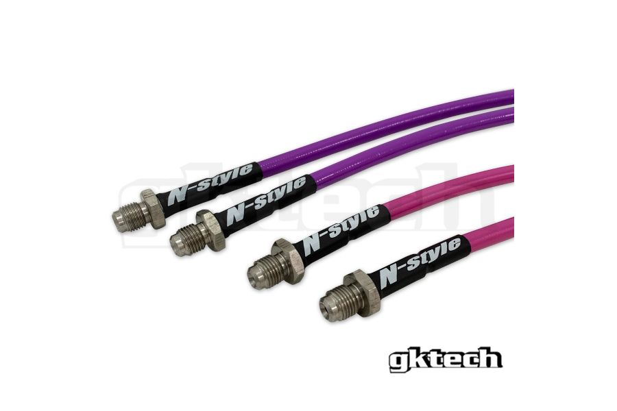 GKTech - CONVERSÃO N-STYLE S14/S15 PARA Z32/SKYLINE LINHAS DE FREIO TRANÇADAS (CONJUNTO DIANTEIRO E TRASEIRO) (S145-CONV-1)