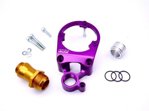 Productos Platinum Racing: soporte Twin Cam Pro CAS con accesorios de drenaje de cabezal -20AN opcionales
