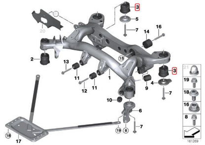 IRP - Subquadro traseiro Buchas de poliuretano 90SH BMW E8x E9x (não modelos M)