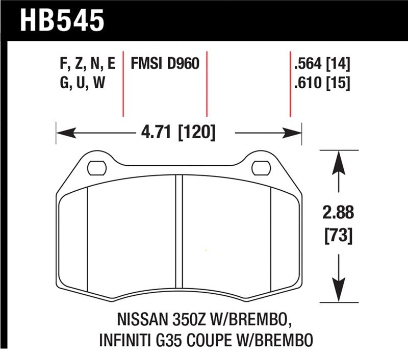 Pastilhas de freio Hawk - 350Z / G35 (Brembo) Hawk High Performance Street 5.0