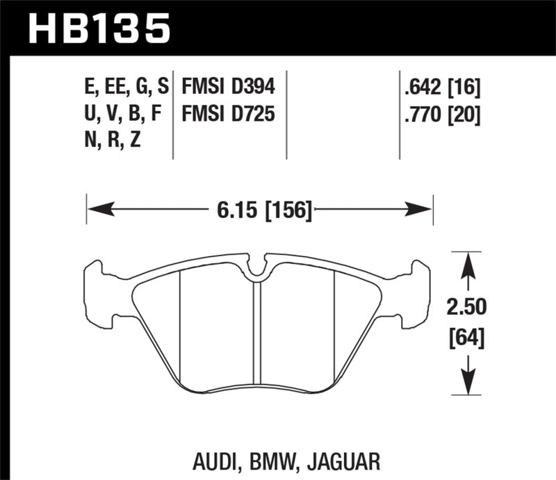 HAWK - PASTILHA DE FREIO DIANTEIRA HPS E36 M3, E46 M3, Z3M, E32, E34+ (HB135F.760)