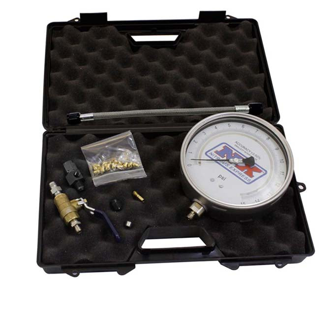 Nitrous Express - Master Flo-Check Pro Nitrous Pressure Check Kit 6" Certified Gauge with Plastic Case (15529)
