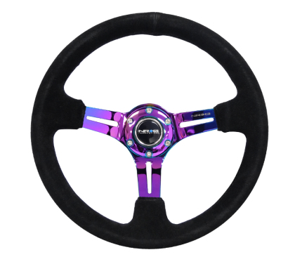 NRG - Steering Wheel  Black Suede / Neochrome