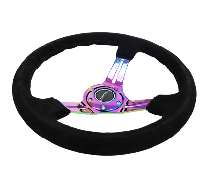 NRG - Steering Wheel  Black Suede / Neochrome