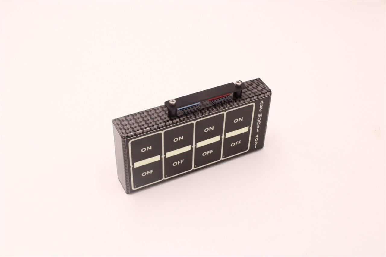 Auto Rod Controls - 4 Switch Flat Touch Dash Mount, Black Faceplate with Nightglow, Carbon Fiber Finish (4004D-ECU)