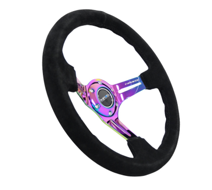 NRG - Steering Wheel  Black Suede / Neochrome