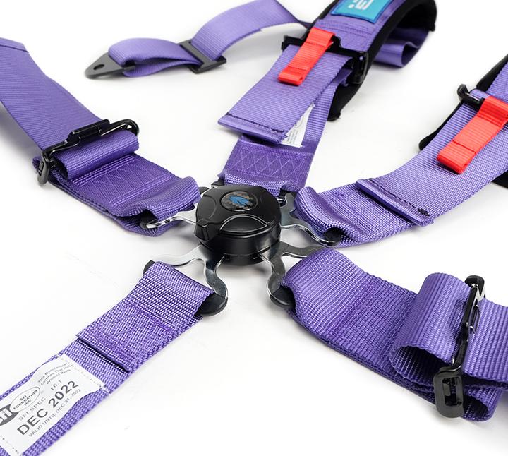 NRG - SFI CINTURÓN DE SEGURIDAD BLOQUEO DE LEVA - 5PT - MORADO (SBH-B6PCPP)