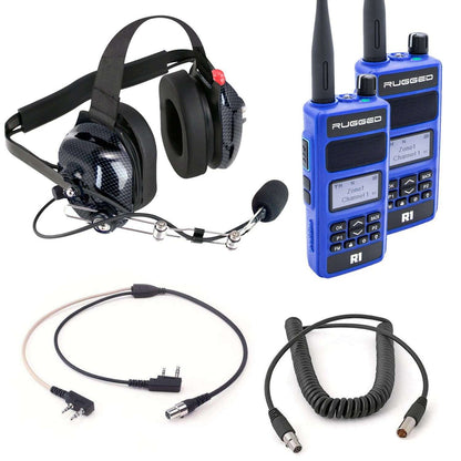 Rugged Radios - Paquete - DUAL RADIO Spotter Kit de auriculares con auriculares H60 y radios de mano Rugged R1
