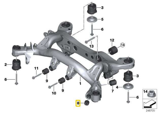 IRP - Buchas de alumínio do chassi auxiliar traseiro BMW E8x, E9x (IRPRSB-9XMB1) 