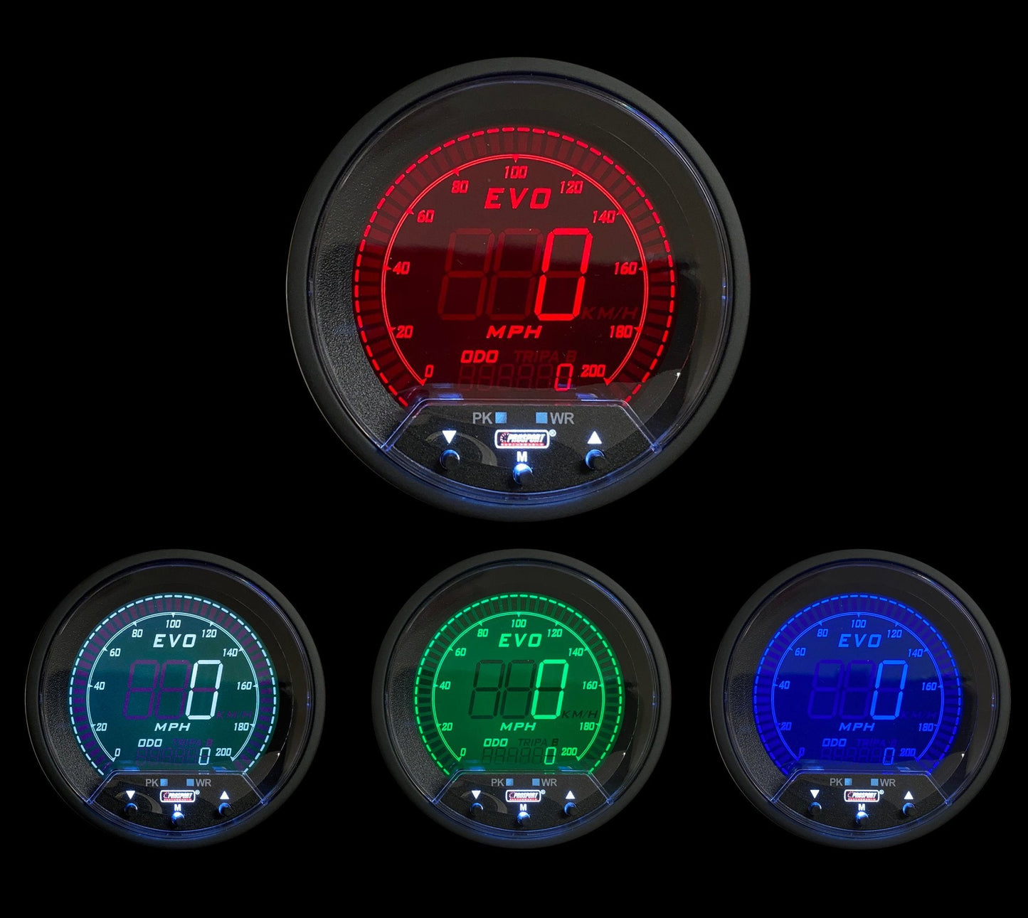 Pro Sport Gauges - 3-3/8" Premium EVO Series Speedometer With Peak/Warning (338EVOSP-PK)