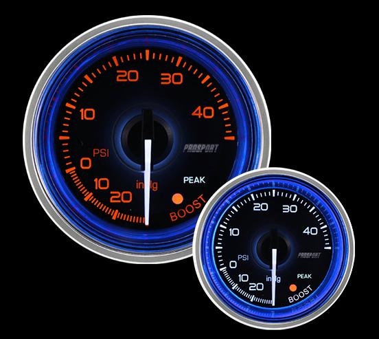 Pro Sport Gauges - 2-1/16" Crystal Series Blue/White Electric Boost gauge (216CLSNWABOU-R.PSI)