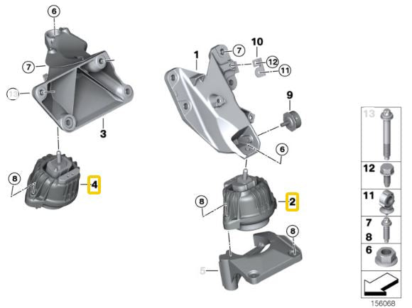 IRP - Suportes de motor em alumínio BMW E8X, E9X (não modelos M) (IRPEM-9XAL) 