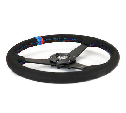 NRG - 350MM FLAT STEERING WHEEL MATTE BLACK M3 STYLE ALCANTARA