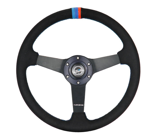 NRG - 350MM FLAT STEERING WHEEL MATTE BLACK M3 STYLE ALCANTARA
