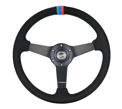 NRG - 350MM FLAT STEERING WHEEL MATTE BLACK M3 STYLE ALCANTARA