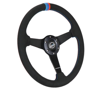 NRG - 350MM FLAT STEERING WHEEL MATTE BLACK M3 STYLE ALCANTARA