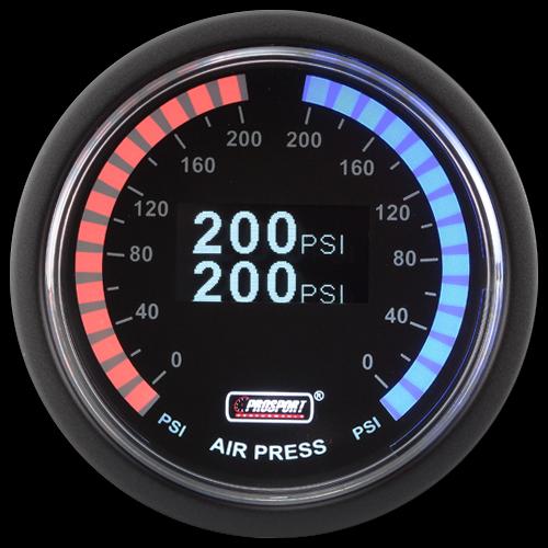 Pro Sport Gauges - 2-1/16" Digital Dual Air Pressure Gauge - OLED Display (30EDAPLCD)