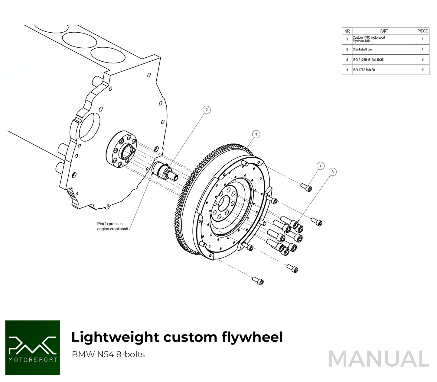 PMC Motorsport - Single mass flywheel BMW N54 6150g (K024061-N54)