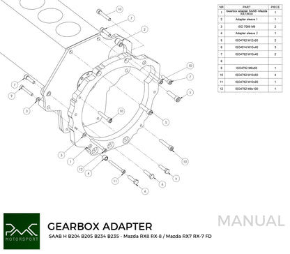 PMC Motorsport - Gearbox Adapter Plate Saab H - Mazda RX-7 Mazda RX-8 (F0RX8-SAAB)