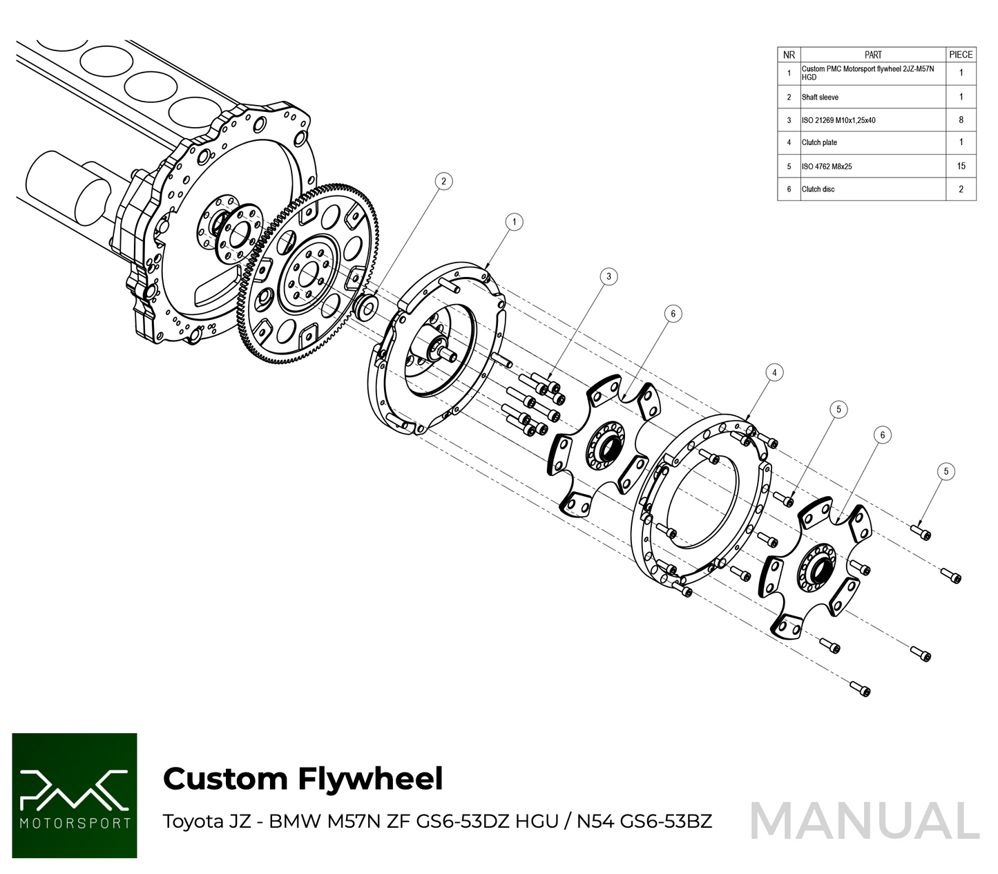 PMC Motorsport - RACE STAGE Toyota JZ - BMW N54 - 240mm / 9.45" (RS-JZ-N54-SP)