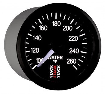 AutoMeter - WATER TEMP, PRO STEPPER MOTOR, 52MM, BLK, 100-260 °F, STEPPER MOTOR, 1/8" NPTF MALE (ST3308)