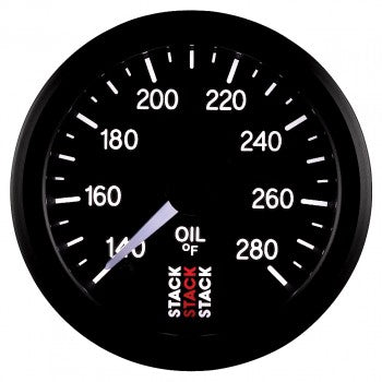 AutoMeter - OIL TEMP, PRO STEPPER MOTOR, 52MM, BLK, 140-280 °F, STEPPER MOTOR, 1/8" NPTF MALE (ST3310)